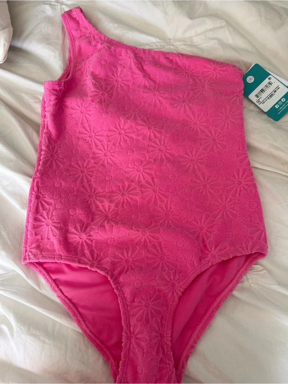 Snapper Rock Bubblegum Bloom One Shoulder Swimsuit | Girls Size 9/10 | NWT